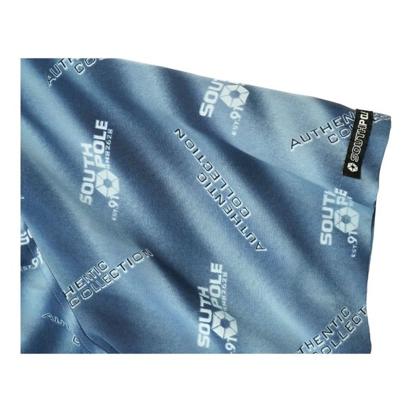 SouthPole Shirt Mens Size XL Button Up Short Sleeve Striped Blue - Picture 4 of 5